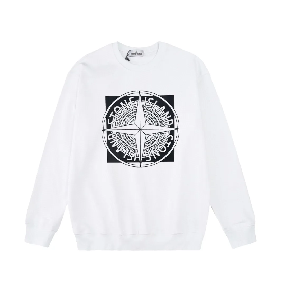 W805#P160💰 Stone Island Stone Island overlapping large compass logo printed round neck long-sleeved sweatshirt! Versatile base round neck sweatshirt for couples! Simple armband design, customized 1*1 thread (fine texture), 380g double-strand large terry fabric, very good quality, foreign trade craftsmanship, respect the original version! The threads at the cuffs and hem are all original bartacks! The time-consuming and material consumption distinguishes the ordinary version on the market! Tops worn by celebrities from all walks of life on INS, can be matched with couple styles!  Color: Black White Size: M-XXL
